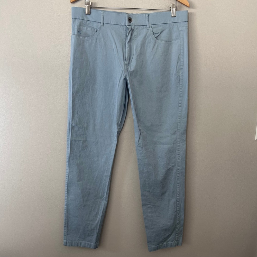 Greyson Golf Pants Mens 34 Light Blue Stretch Performance Slim Fit Chino